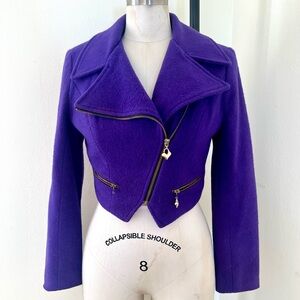 Tina Hagen Vibrant Purple Cropped Moto Blazer